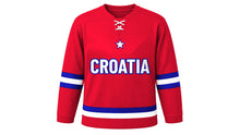 Load image into Gallery viewer, Croatia Original Hockey Jersey in Red, front view – custom name and number