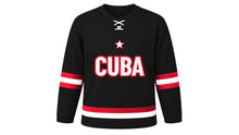Load image into Gallery viewer, Cuba Original Hockey Jersey in Black, front view – custom name and number