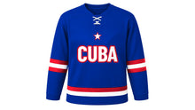 Load image into Gallery viewer, Cuba Original Hockey Jersey in Blue, front view – custom name and number