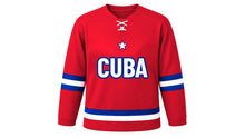 Load image into Gallery viewer, Cuba Original Hockey Jersey in Red, front view – custom name and number