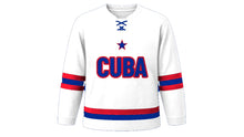 Load image into Gallery viewer, Cuba Original Hockey Jersey in White, front view – custom name and number