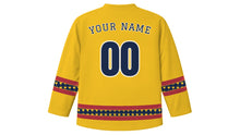 Load image into Gallery viewer, Culture Day Original Hockey Jersey in Chrysanthemum Yellow, back view with your name and number