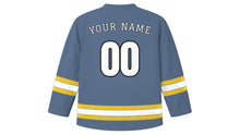 Load image into Gallery viewer, Curitiba Original Hockey Jersey in Tube Steel Blue, back view with your name and number