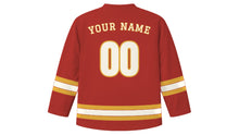 Load image into Gallery viewer, Cusco Original Hockey Jersey in Andean Red, back view with your name and number