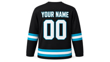 Load image into Gallery viewer, Cyber Monday Original Hockey Jersey in Black, back view with your name and number