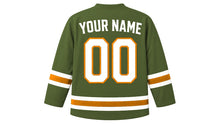 Load image into Gallery viewer, Cyprus Original Hockey Jersey in Olive Green, back view with your name and number