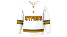 Load image into Gallery viewer, Cyprus Original Hockey Jersey in White, front view – custom name and number