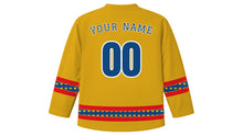 Load image into Gallery viewer, Czech Statehood Day Original Hockey Jersey in Gold, back view with your name and number