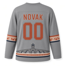 Load image into Gallery viewer, Czechia Bohemian Castle Bridge Original Hockey Jersey in Bridge Stone, back view with your name and number