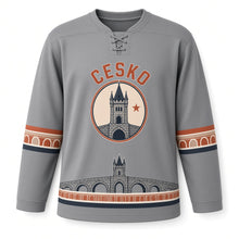 Load image into Gallery viewer, Czechia Bohemian Castle Bridge Original Hockey Jersey in Bridge Stone, front view – custom name and number
