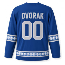 Load image into Gallery viewer, Czechia Crystal Glass Original Hockey Jersey in Cobalt Glass, back view with your name and number