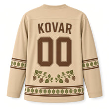 Load image into Gallery viewer, Czechia Hop Field Original Hockey Jersey in Barley Tan, back view with your name and number