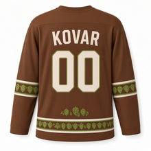 Load image into Gallery viewer, Czechia Hop Field Original Hockey Jersey in Malt Brown, back view with your name and number