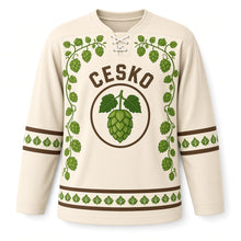 Load image into Gallery viewer, Czechia Hop Field Original Hockey Jersey in Foam Cream, front view – custom name and number