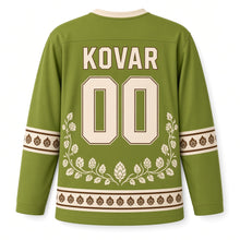 Load image into Gallery viewer, Czechia Hop Field Original Hockey Jersey in Hop Green, back view with your name and number