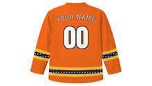 Load image into Gallery viewer, Daeboreum Original Hockey Jersey in Fire Orange, back view with your name and number