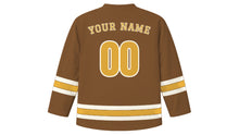 Load image into Gallery viewer, Dakar Original Hockey Jersey in Baobab Brown, back view with your name and number