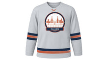 Load image into Gallery viewer, Dalian Original Hockey Jersey in Coastal Fog Silver, front view – custom name and number