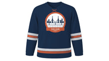 Load image into Gallery viewer, Dalian Original Hockey Jersey in Harbor Night Navy, front view – custom name and number