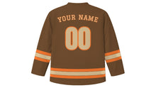 Load image into Gallery viewer, Dallas Original Hockey Jersey in Pecan Brown, back view with your name and number