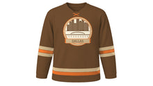 Load image into Gallery viewer, Dallas Original Hockey Jersey in Pecan Brown, front view – custom name and number