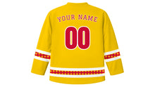 Load image into Gallery viewer, Danish Constitution Day Original Hockey Jersey in Daisy Yellow, back view with your name and number