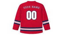 Load image into Gallery viewer, Danish Constitution Day Original Hockey Jersey in Danish Red, back view with your name and number