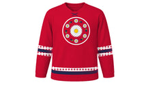 Load image into Gallery viewer, Danish Constitution Day Original Hockey Jersey in Danish Red, front view – custom name and number
