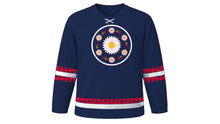 Load image into Gallery viewer, Danish Constitution Day Original Hockey Jersey in Navy Blue, front view – custom name and number