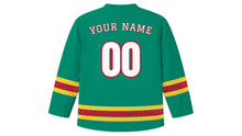 Load image into Gallery viewer, Dano Festival Original Hockey Jersey in Jade Green, back view with your name and number