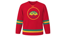 Load image into Gallery viewer, Dano Festival Original Hockey Jersey in Red, front view – custom name and number