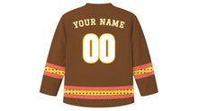Load image into Gallery viewer, Dar es Salaam Original Hockey Jersey in Dhow Brown, back view with your name and number