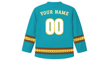 Load image into Gallery viewer, Dar es Salaam Original Hockey Jersey in Ocean Turquoise, back view with your name and number