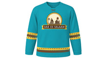 Load image into Gallery viewer, Dar es Salaam Original Hockey Jersey in Ocean Turquoise, front view – custom name and number