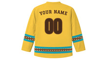 Load image into Gallery viewer, Dar es Salaam Original Hockey Jersey in Sunrise Yellow, back view with your name and number
