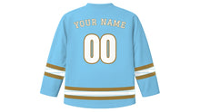 Load image into Gallery viewer, Day of Arafah Original Hockey Jersey in Sky Blue, back view with your name and number