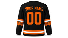 Load image into Gallery viewer, Day of the Dead Original Hockey Jersey in Black, back view with your name and number