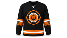 Load image into Gallery viewer, Day of the Dead Original Hockey Jersey in Black, front view – custom name and number