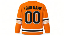 Load image into Gallery viewer, Day of the Dead Original Hockey Jersey in Orange, back view with your name and number