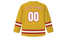 Load image into Gallery viewer, Day of the Holy Innocents Original Hockey Jersey in Gold, back view with your name and number