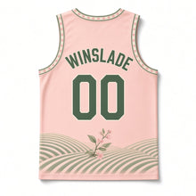 Load image into Gallery viewer, Delaware Peach Blossom Original Basketball Jersey in Blossom Pink, back view with your name and number