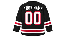 Load image into Gallery viewer, Denmark Original Hockey Jersey in Black, back view with your name and number