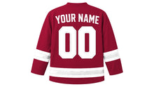 Load image into Gallery viewer, Denmark Original Hockey Jersey in Crimson, back view with your name and number