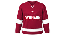 Load image into Gallery viewer, Denmark Original Hockey Jersey in Crimson, front view – custom name and number