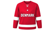 Load image into Gallery viewer, Denmark Original Hockey Jersey in Red, front view – custom name and number