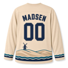 Load image into Gallery viewer, Denmark Seaside Windmill Original Hockey Jersey in Dune Sand, back view with your name and number