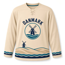 Load image into Gallery viewer, Denmark Seaside Windmill Original Hockey Jersey in Dune Sand, front view – custom name and number