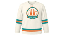 Load image into Gallery viewer, Denpasar Original Hockey Jersey in Frangipani White, front view – custom name and number