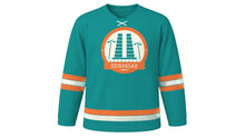 Load image into Gallery viewer, Denpasar Original Hockey Jersey in Ocean Teal, front view – custom name and number