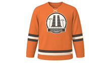 Load image into Gallery viewer, Denpasar Original Hockey Jersey in Sunset Orange, front view – custom name and number